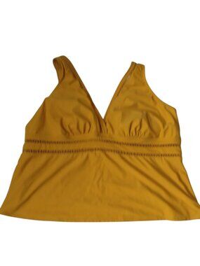 Time And Tru Tankini Swim Top V-Neck Size 3X (24W-26W) Yellow Swim Beach